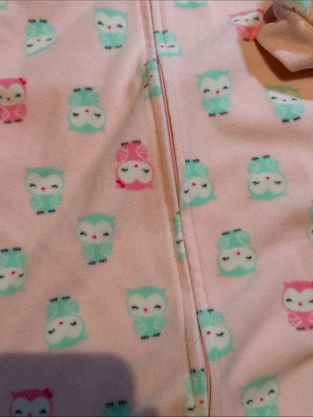 Carter's Pink Fleece Owl Print Zip Sleep Sack